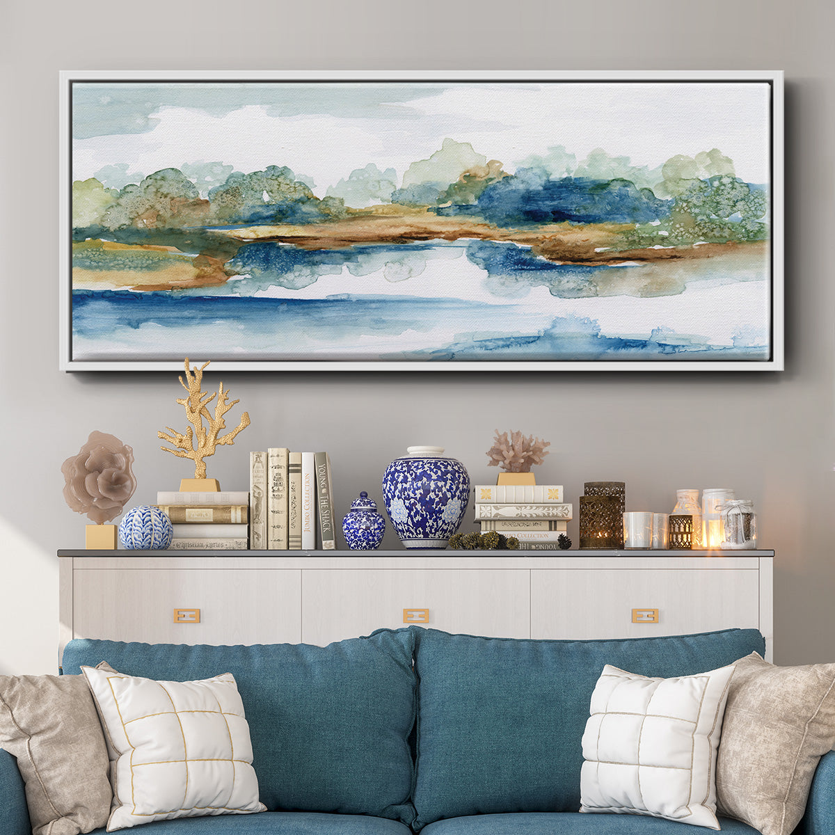 Blue Serenity - Floater Framed Canvas Print
