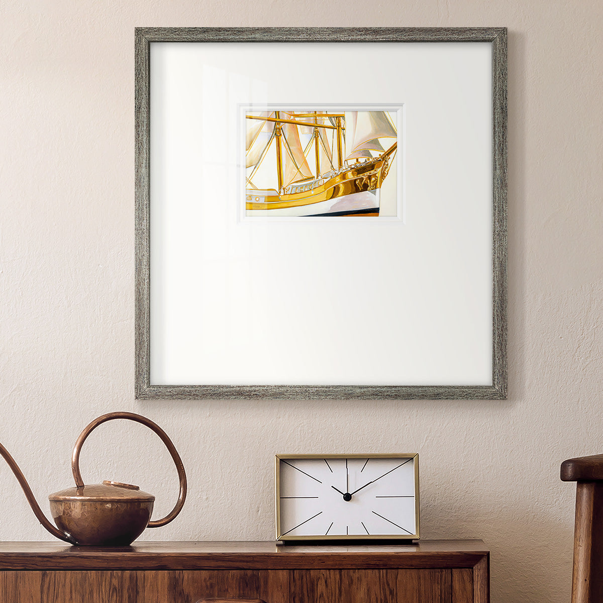 Gold Ship II Premium Framed Print Double Matboard