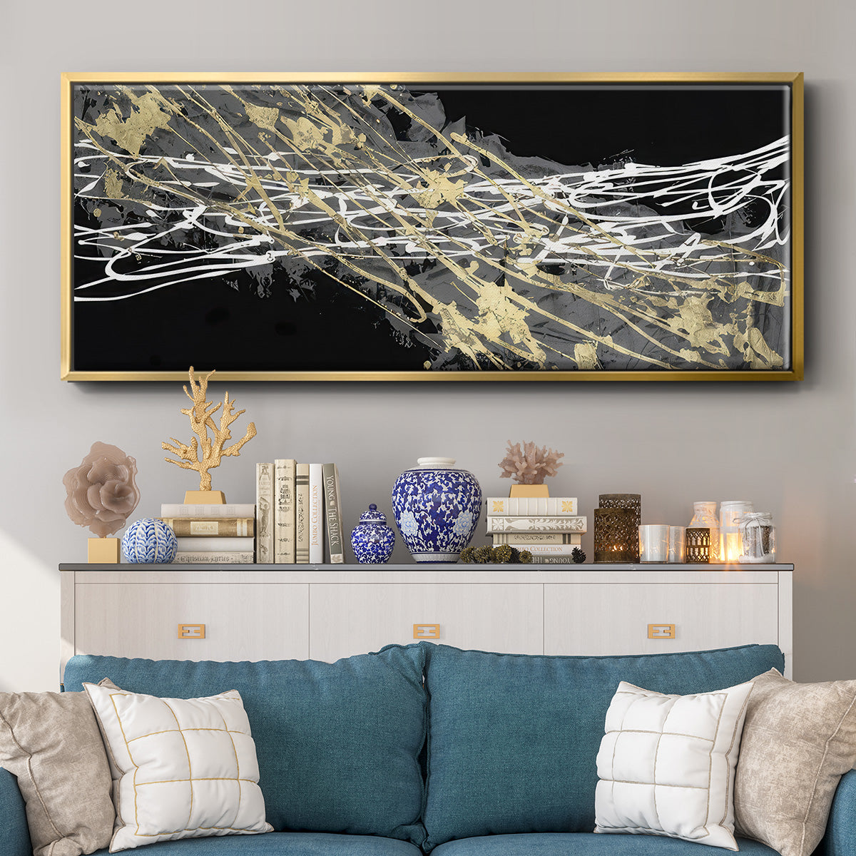 Mistral III in Black - Floater Framed Canvas Print