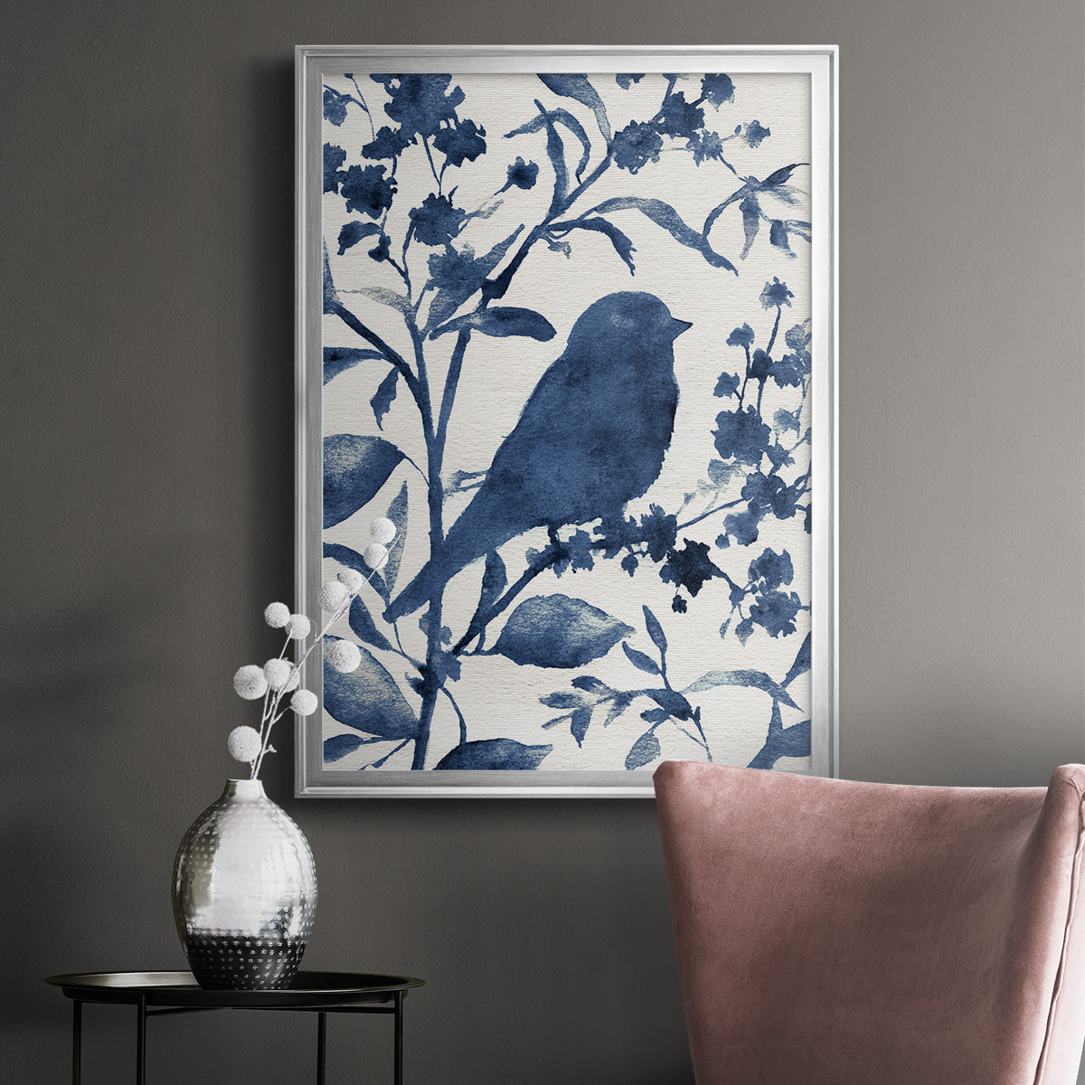 Bluebird Silhouette I - Modern Framed Canvas Print