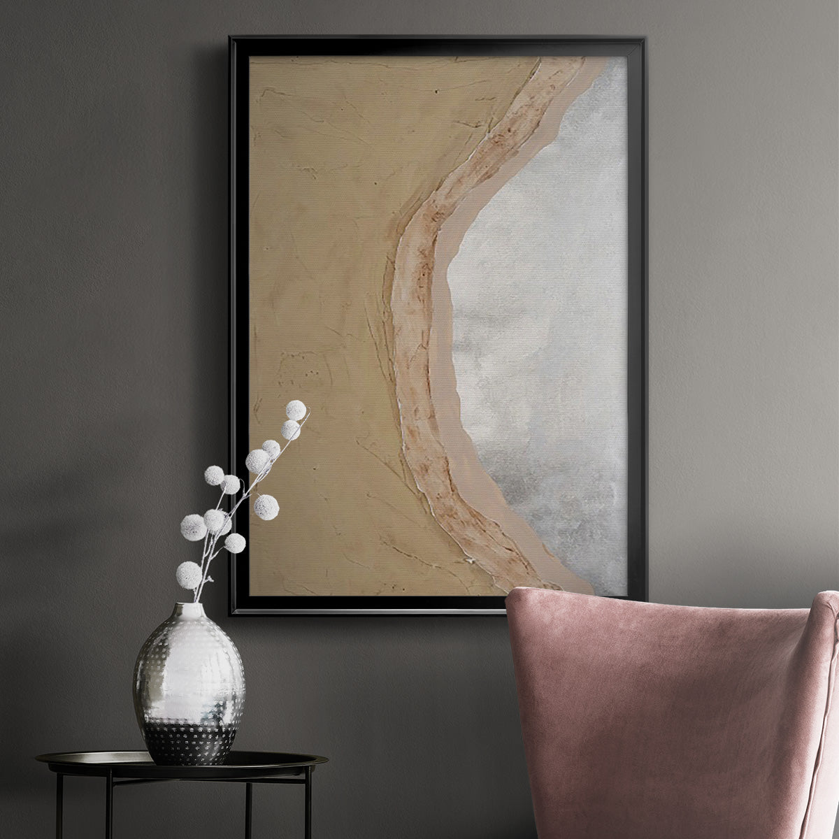 Silver Lake III - Modern Framed Canvas Print