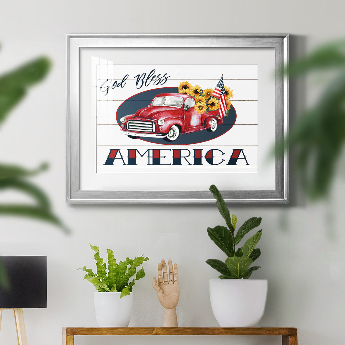 God Bless America Truck Premium Framed Print - Ready to Hang