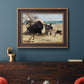 Impressionist nautical work scene by Édouard Manet in an ornate bronzed mahogany wood frame displayed in a dark-toned interior setting.