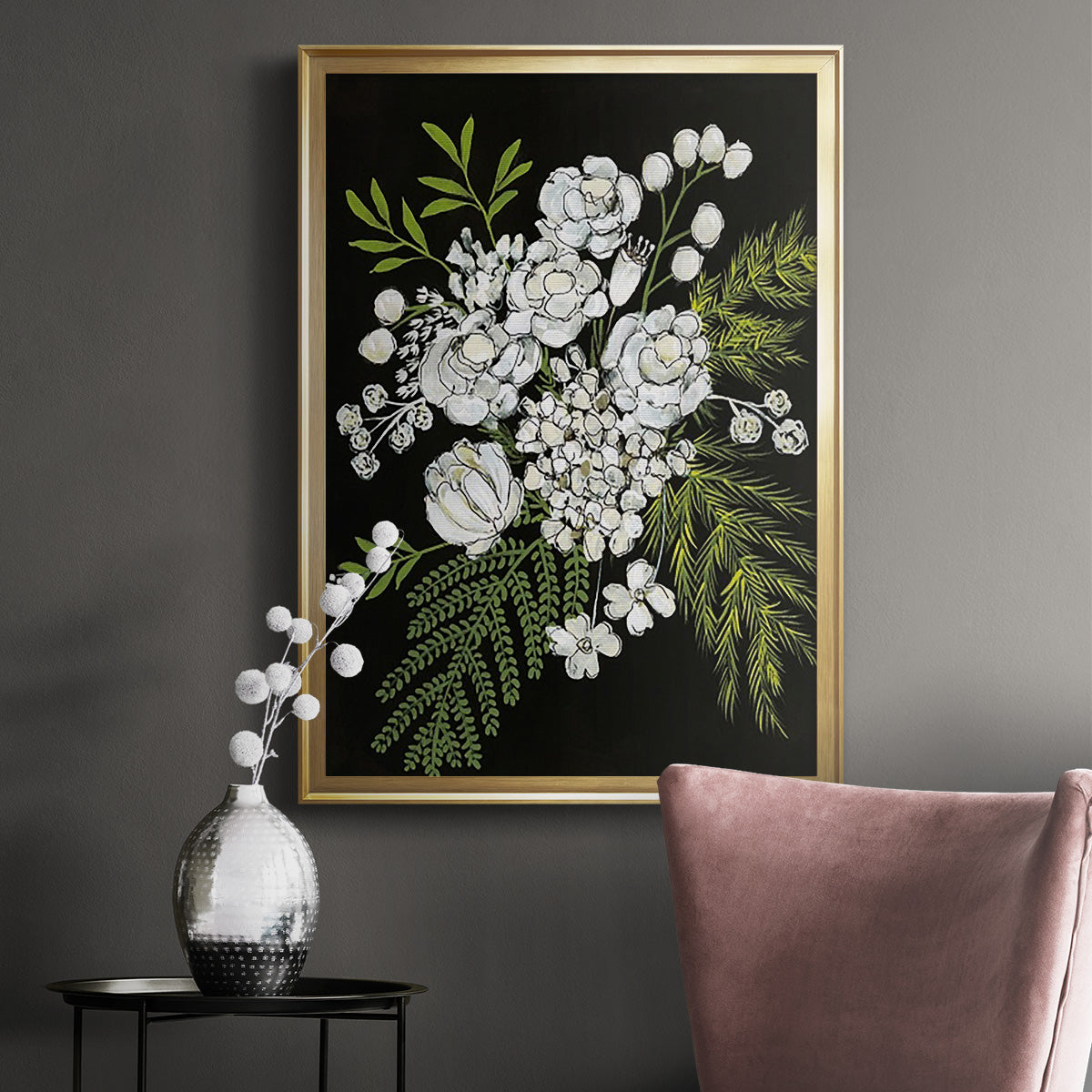Alabaster Bouquet I - Modern Framed Canvas Print