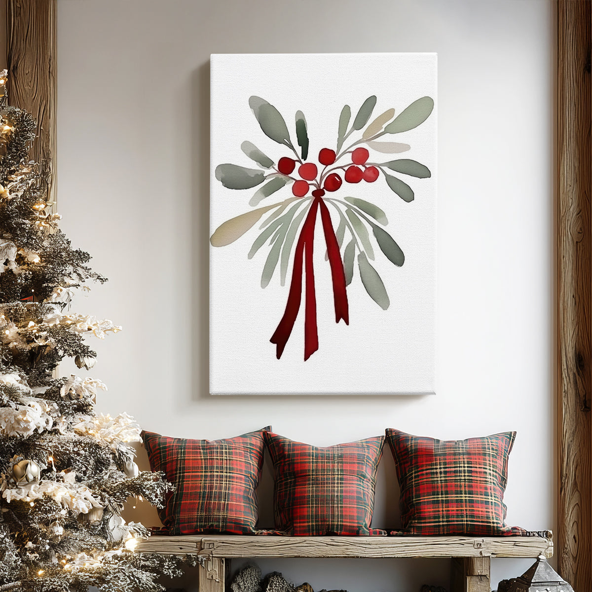 Mistletoe of Frostlit Whisper - Canvas Art Print