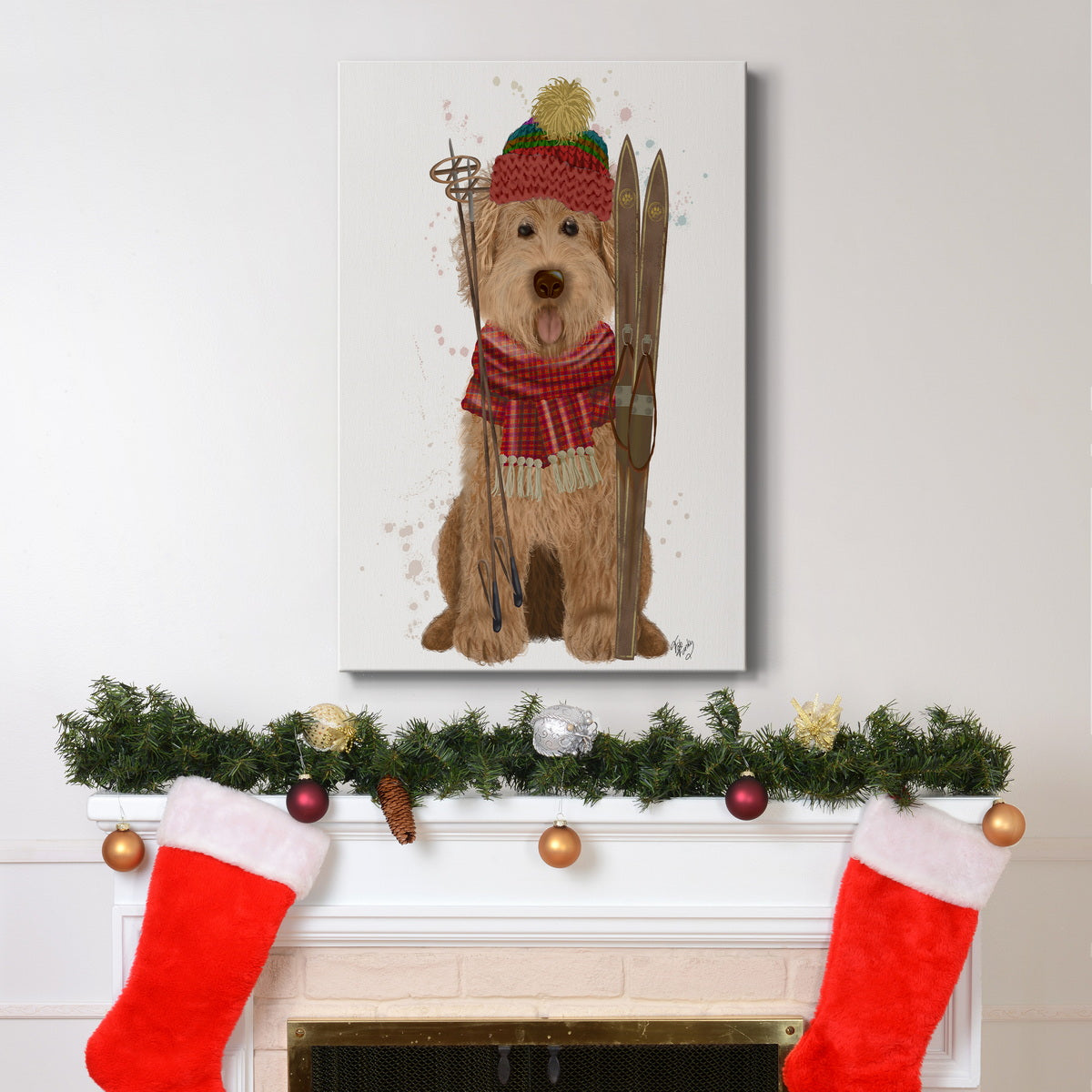 Goldendoodle Ski Dog Premium Gallery Wrapped Canvas - Ready to Hang