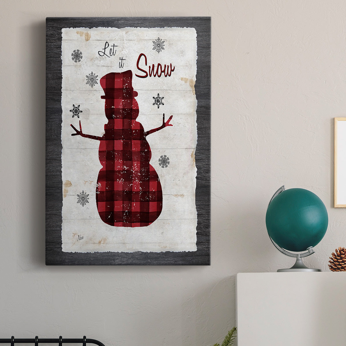 Checkered Snowman I Premium Gallery Wrapped Canvas - Ready to Hang