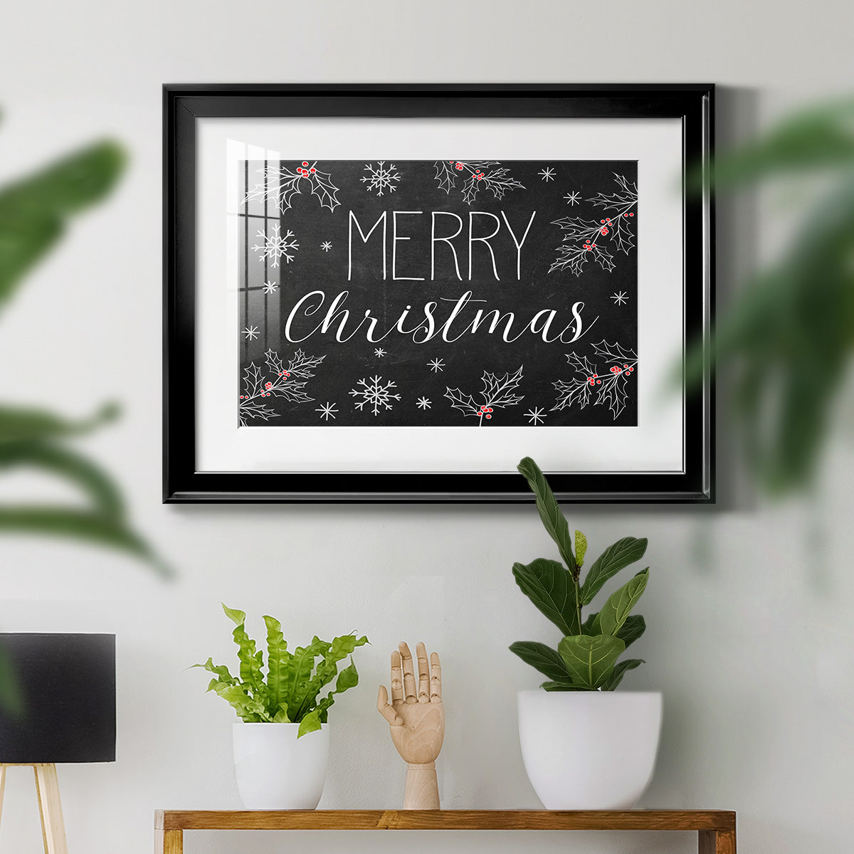 Merry Christmas Chalkboard Premium Framed Print - Ready to Hang