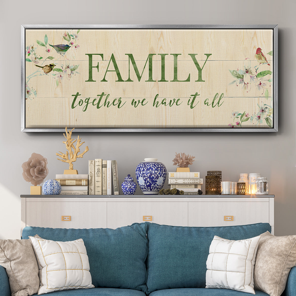 Family Together - Floater Framed Canvas Print