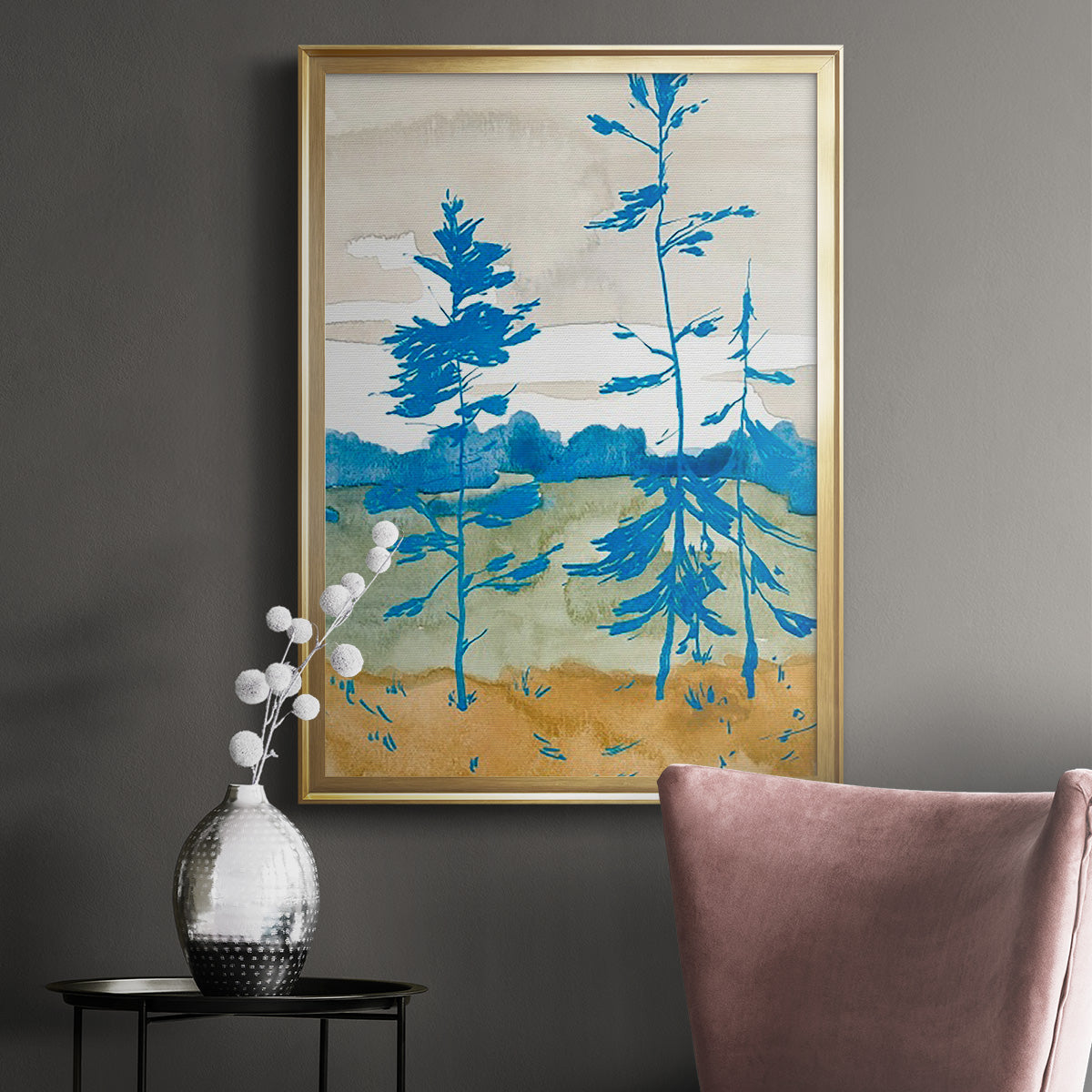 Cerulean Spruce II - Modern Framed Canvas Print