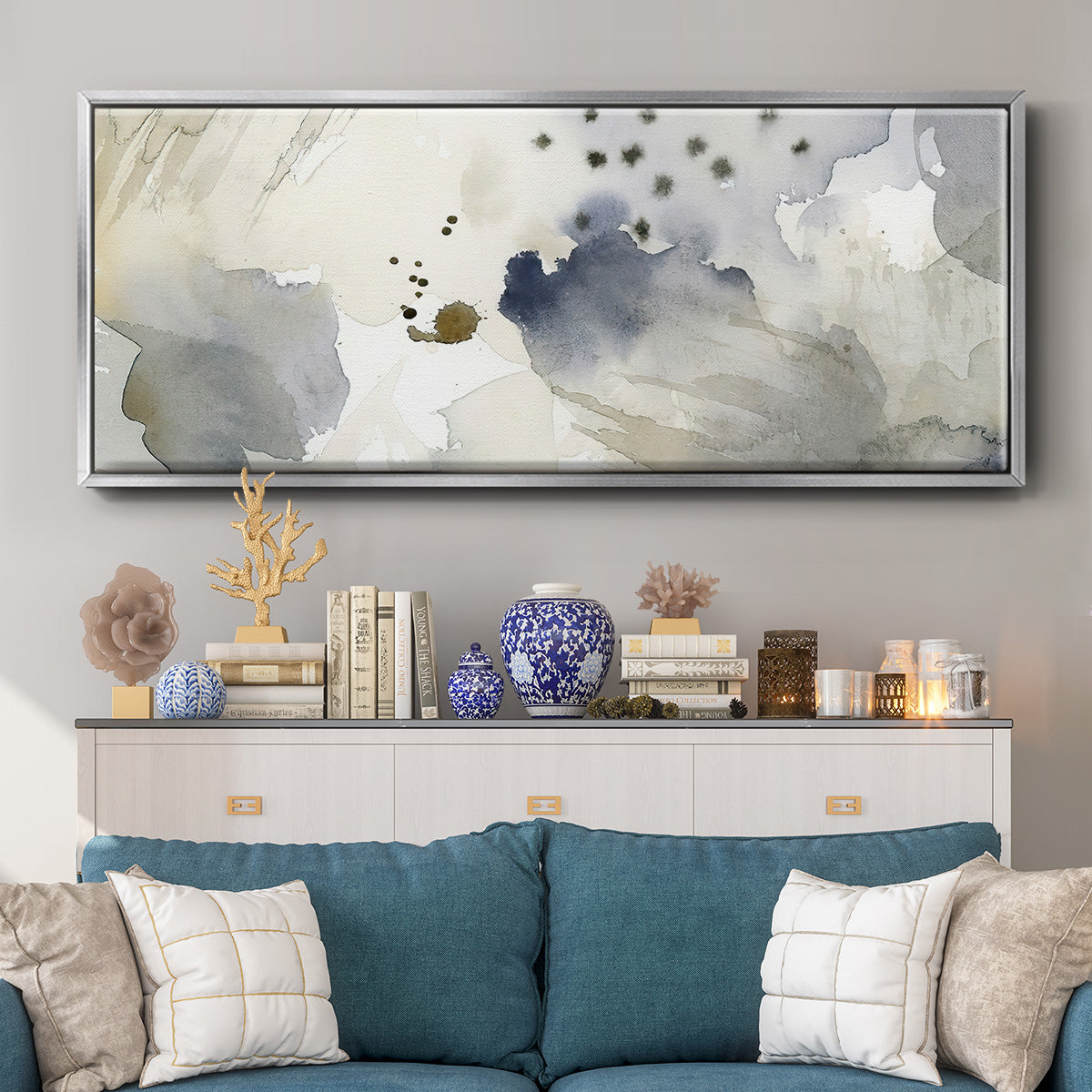 Dried Bergamot in Mist II - Floater Framed Canvas Print