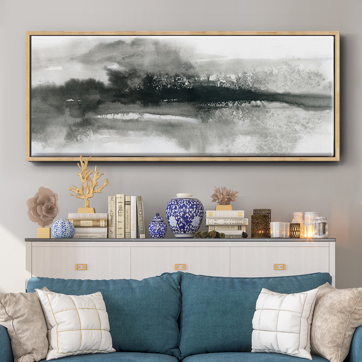Dramatic Setting - Floater Framed Canvas Print