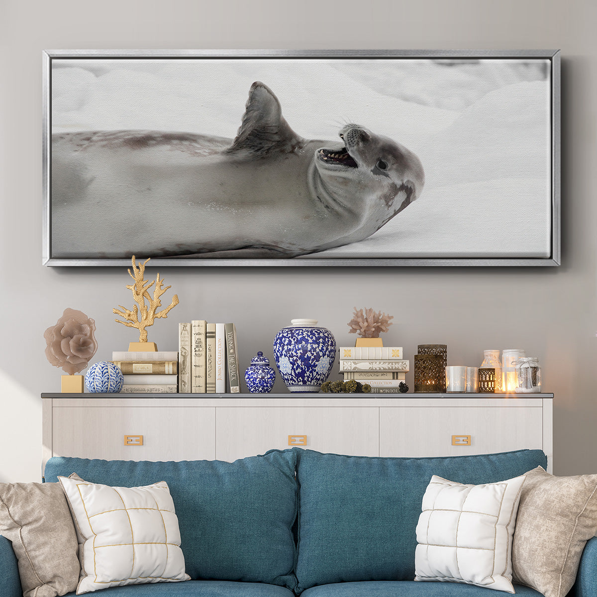Laughing Seal - Floater Framed Canvas Print