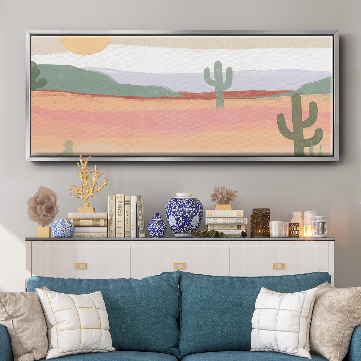 Cactus Plateau II - Floater Framed Canvas Print