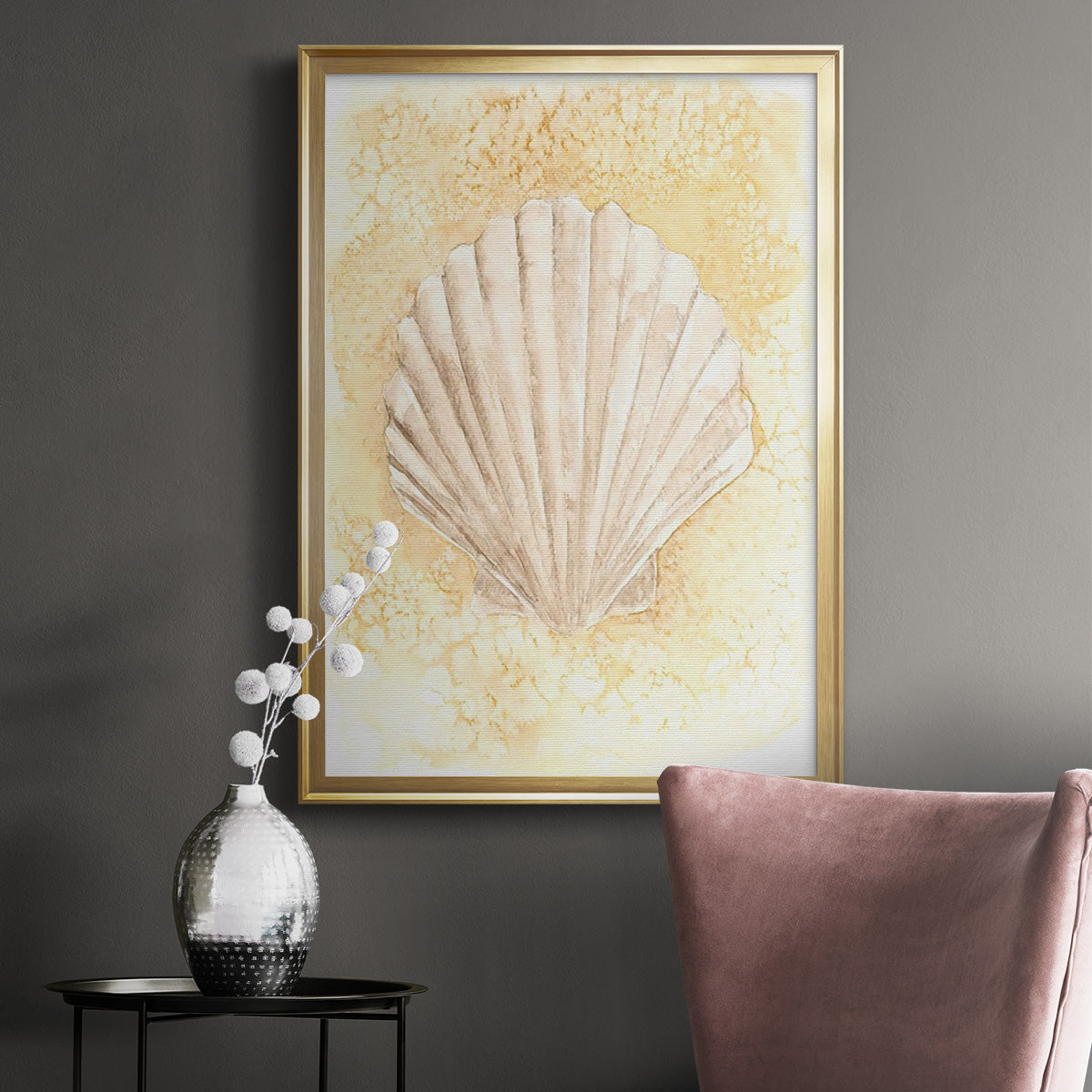Salty Seashell II - Modern Framed Canvas Print