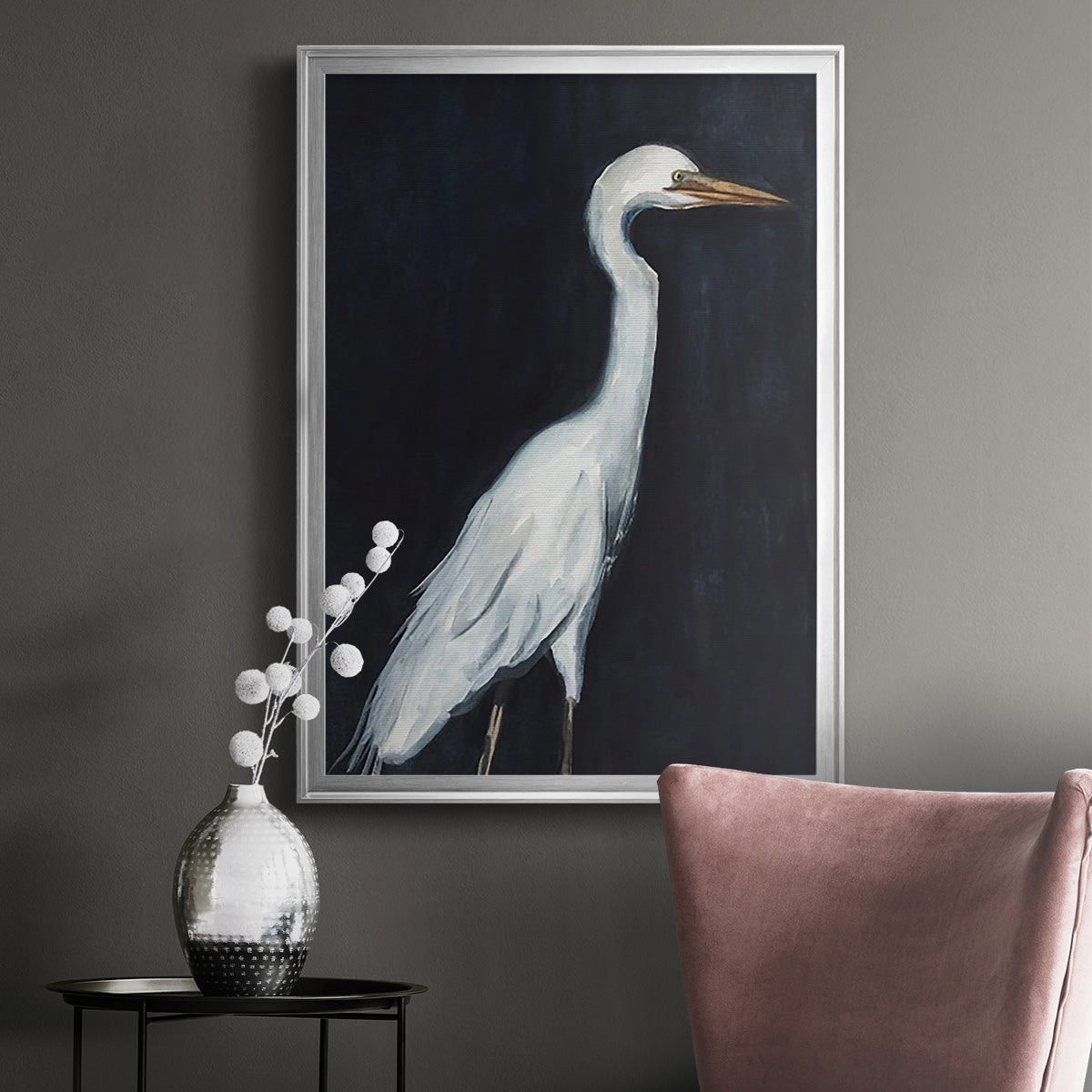 Calm Great Egret II - Modern Framed Canvas Print