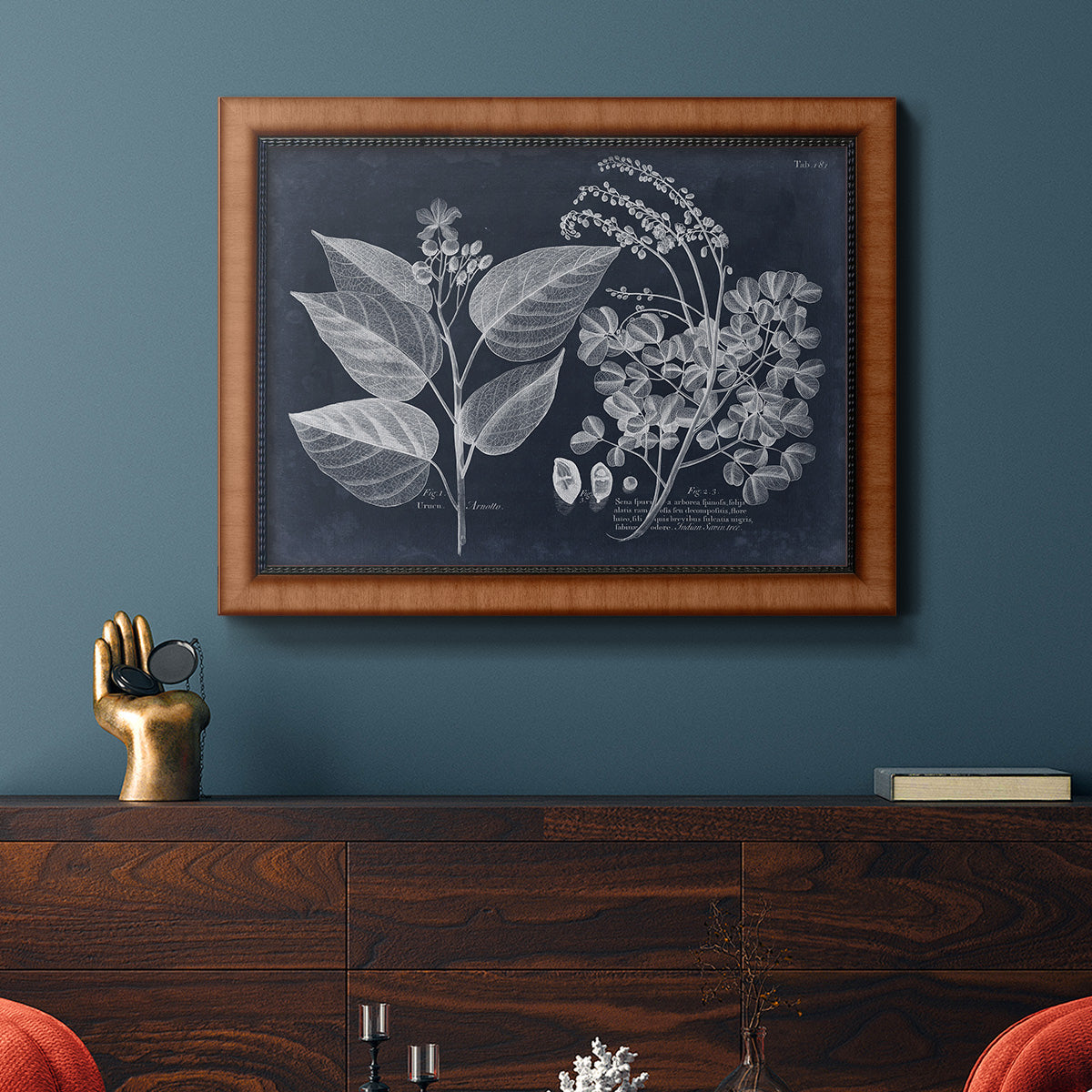 Foliage on Navy III Premium Framed Canvas- Ready to Hang