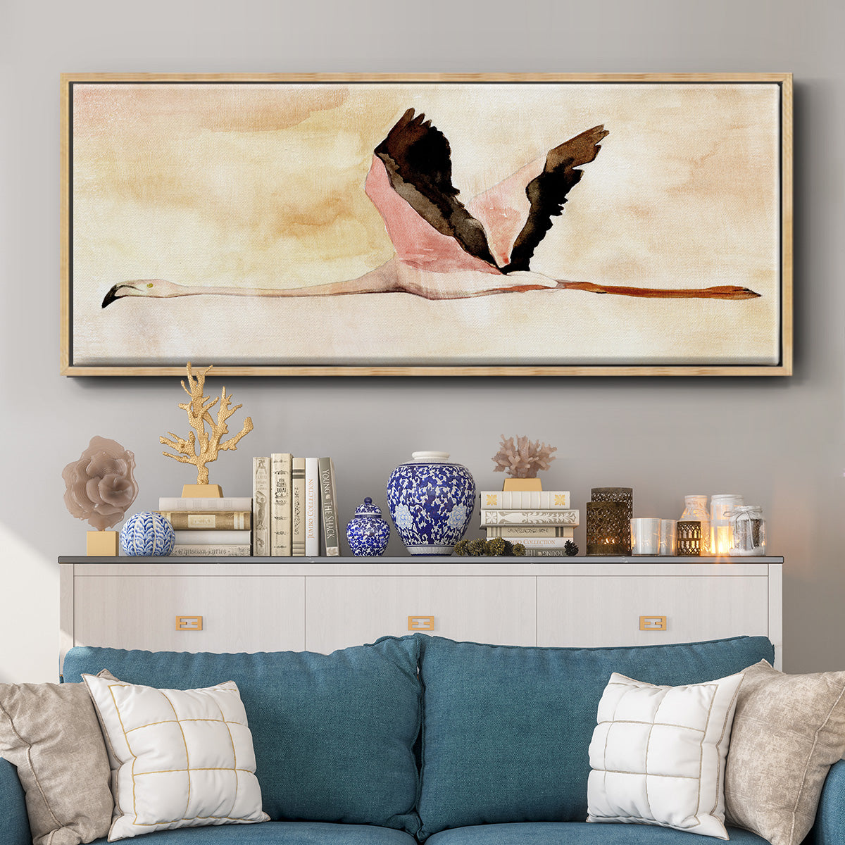 Touching Down I - Floater Framed Canvas Print