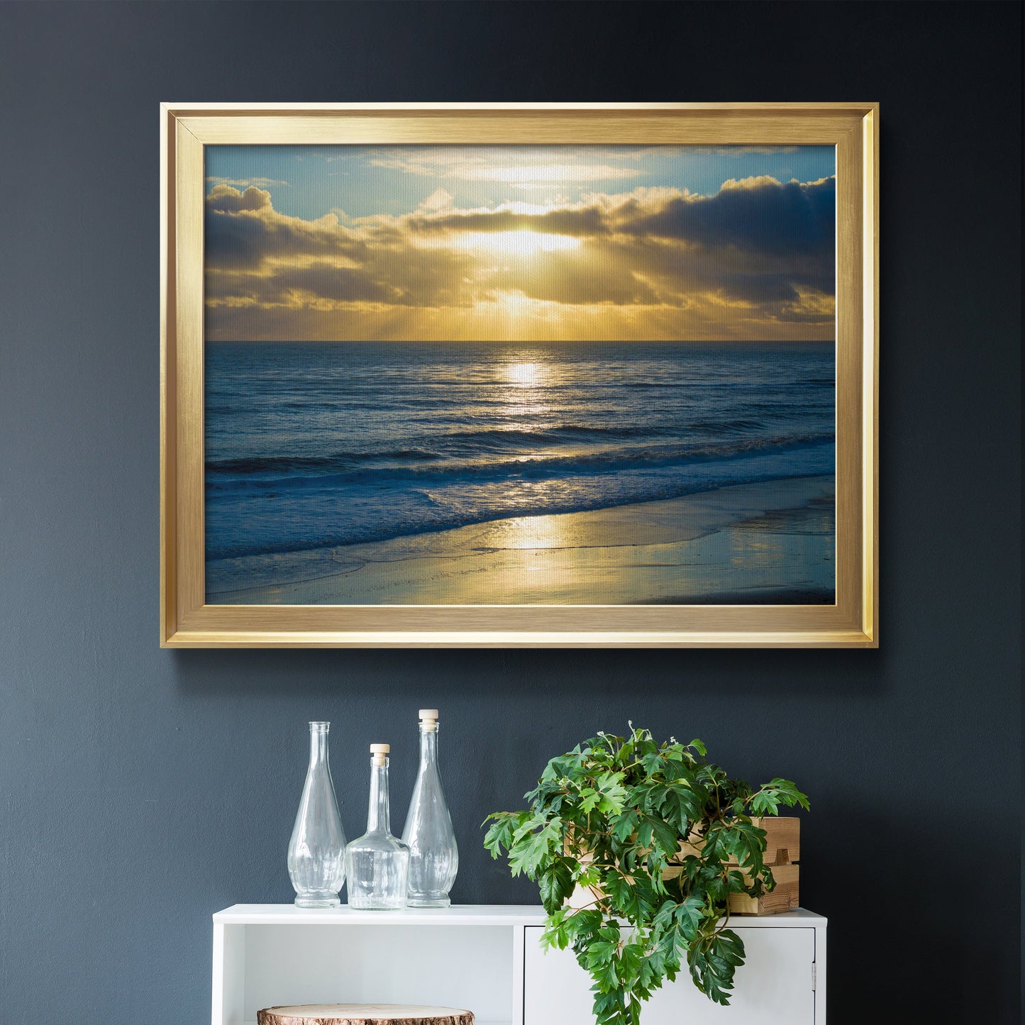 Beach Sunset Surfers Premium Classic Framed Canvas - Ready to Hang