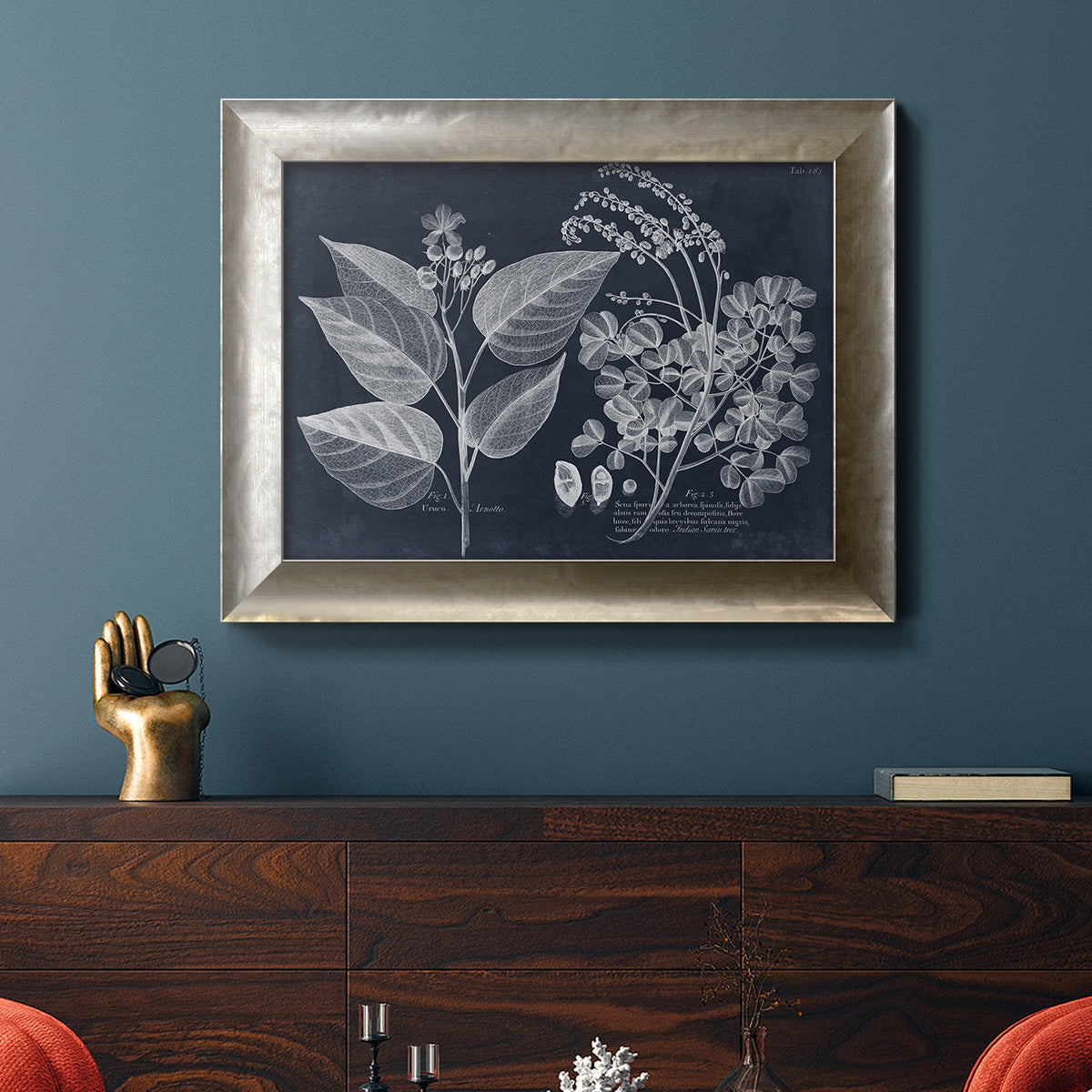 Foliage on Navy III Premium Framed Canvas- Ready to Hang