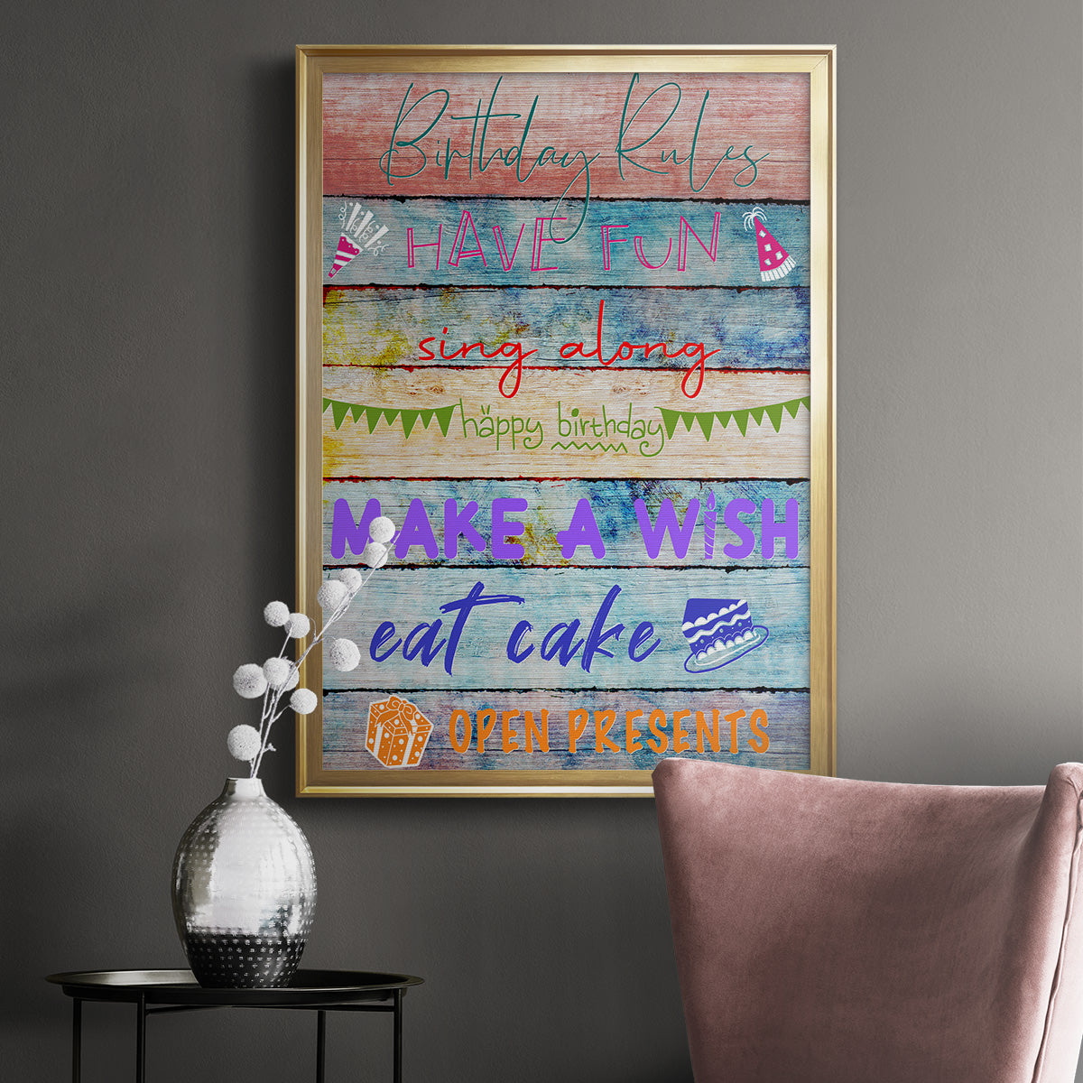 Birthday Rules - Modern Framed Canvas Print