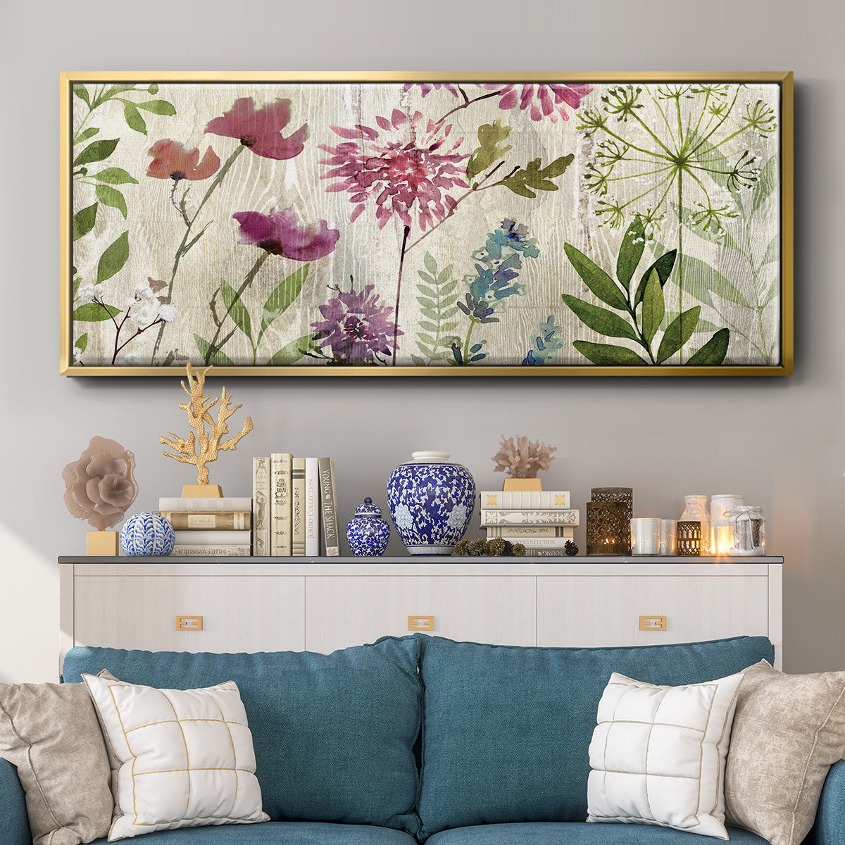 Meadow Flowers II - Floater Framed Canvas Print