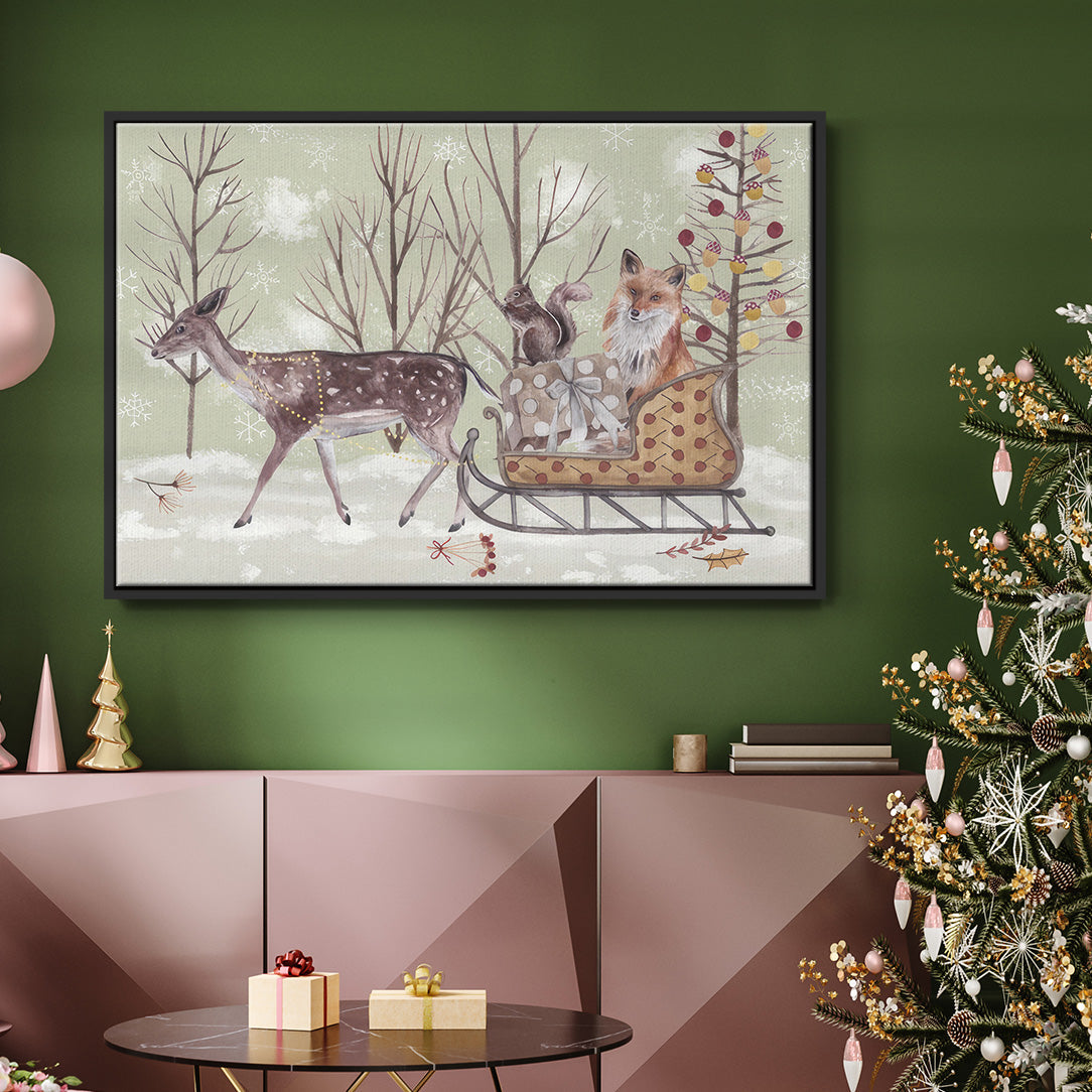 Christmas Time Collection A - Framed Gallery Wrapped Canvas in Floating Frame