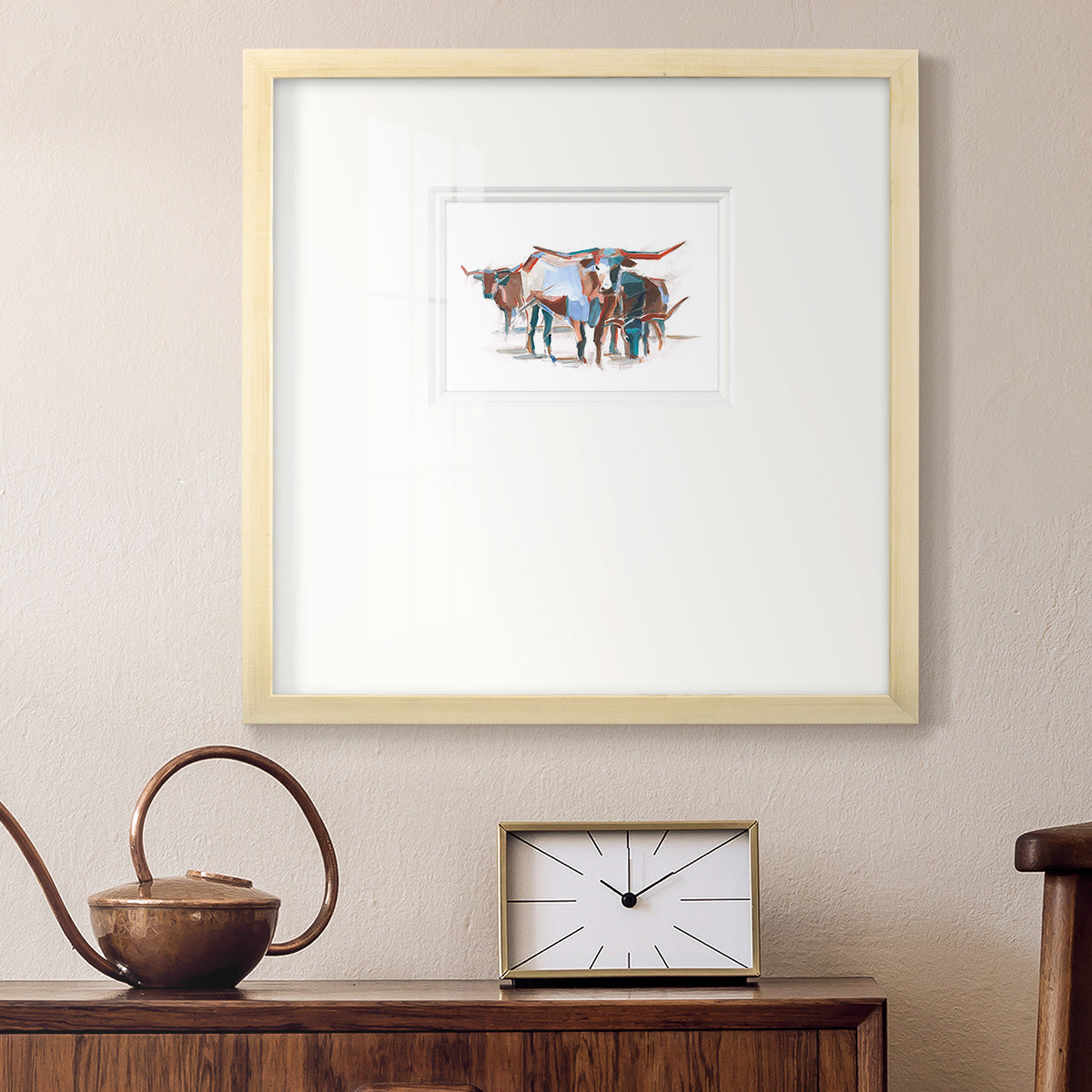 Modern Longhorns II Premium Framed Print Double Matboard