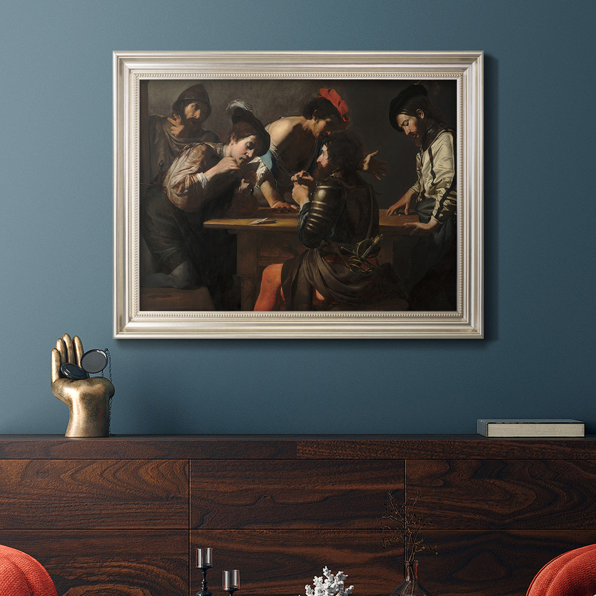 Soldiers Playing Cards and Dice (The Cheats) - Ornate Framed Canvas Print