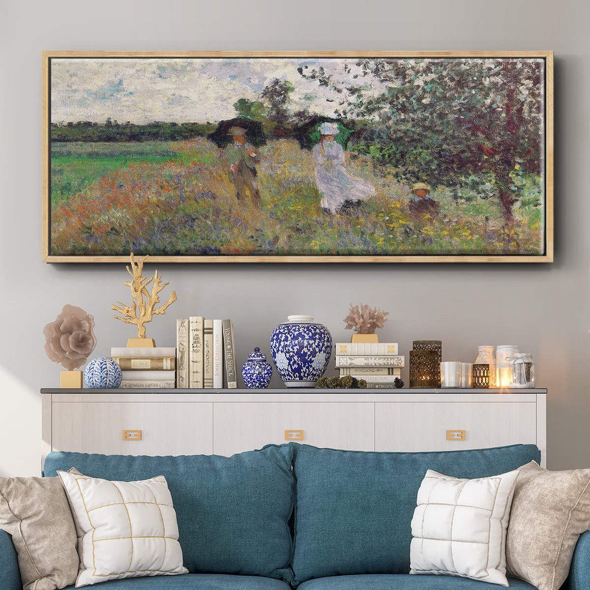Promenade a Argenteuil, 1875 - Floater Framed Canvas Print