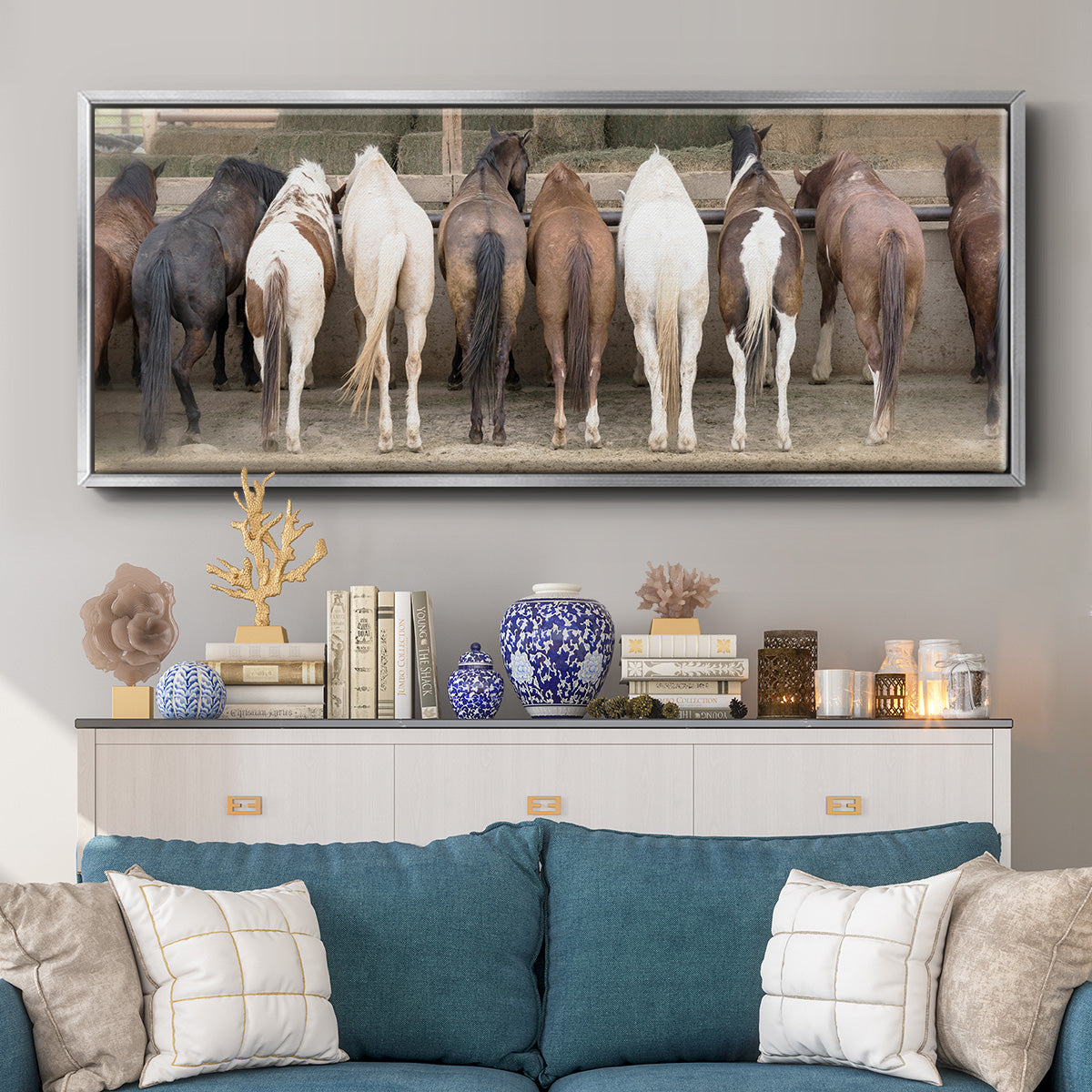 Haystack Happy - Floater Framed Canvas Print