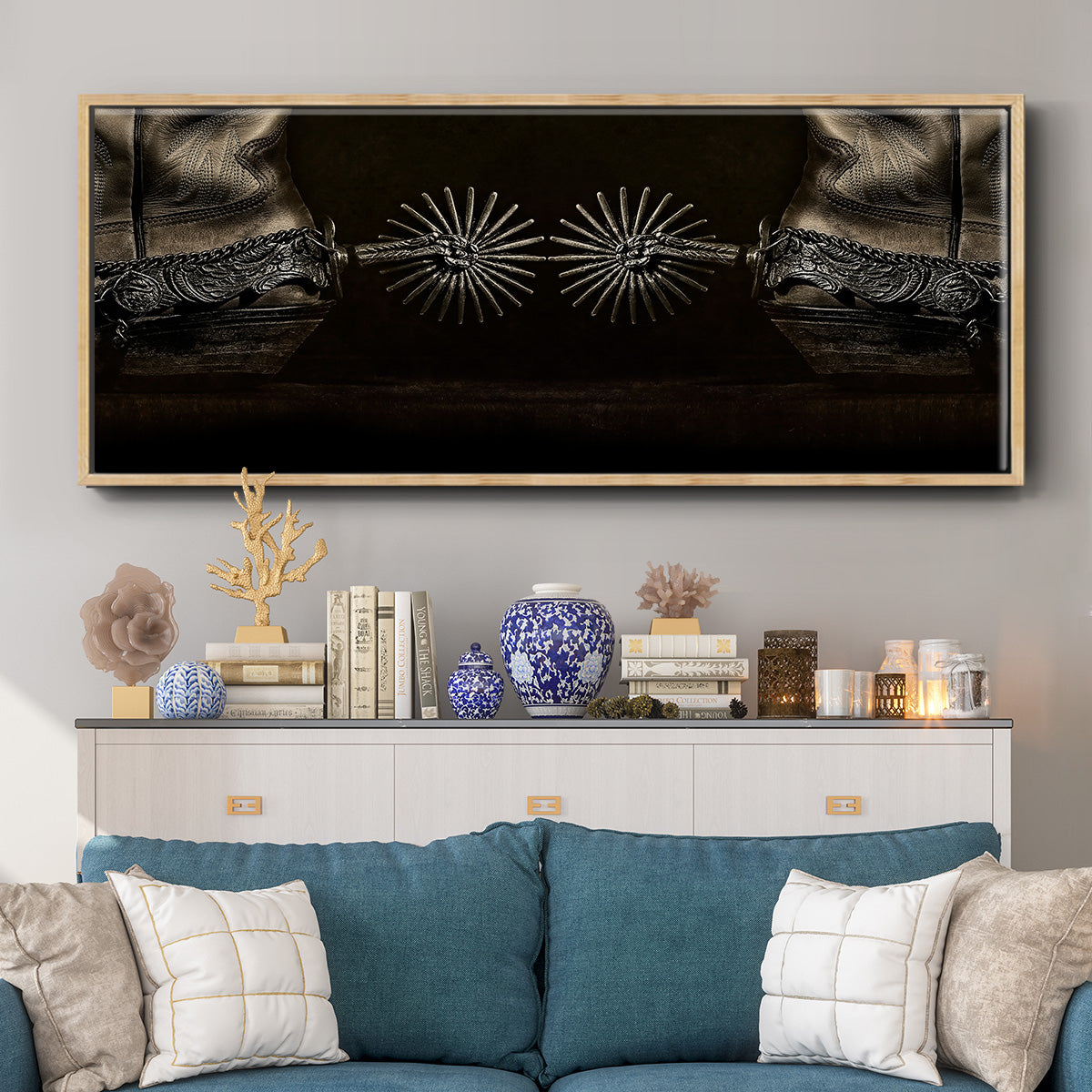 Photography Study Spurs - Floater Framed Canvas Print