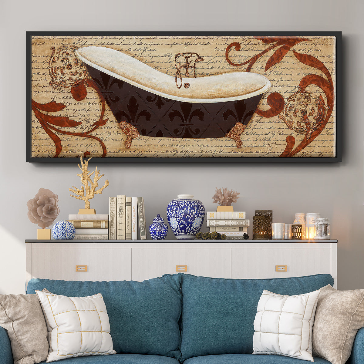 Renaissance Bath I - Floater Framed Canvas Print