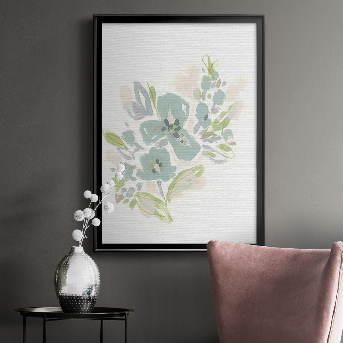 Seafoam Petals III - Modern Framed Canvas Print