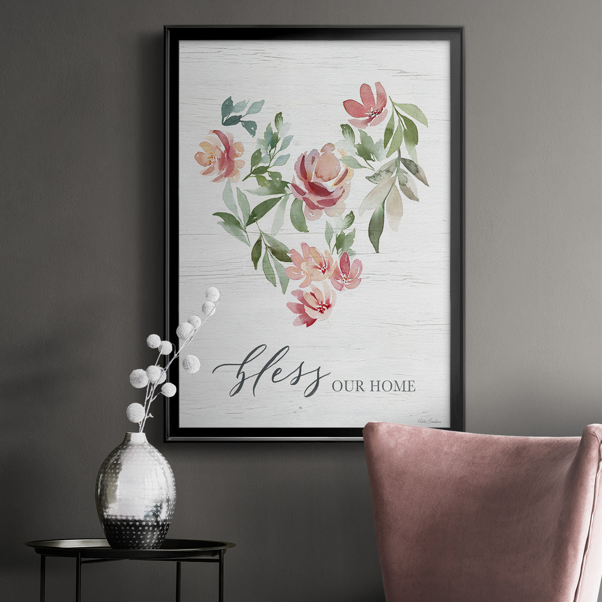 Paradise Floral Heart - Modern Framed Canvas Print