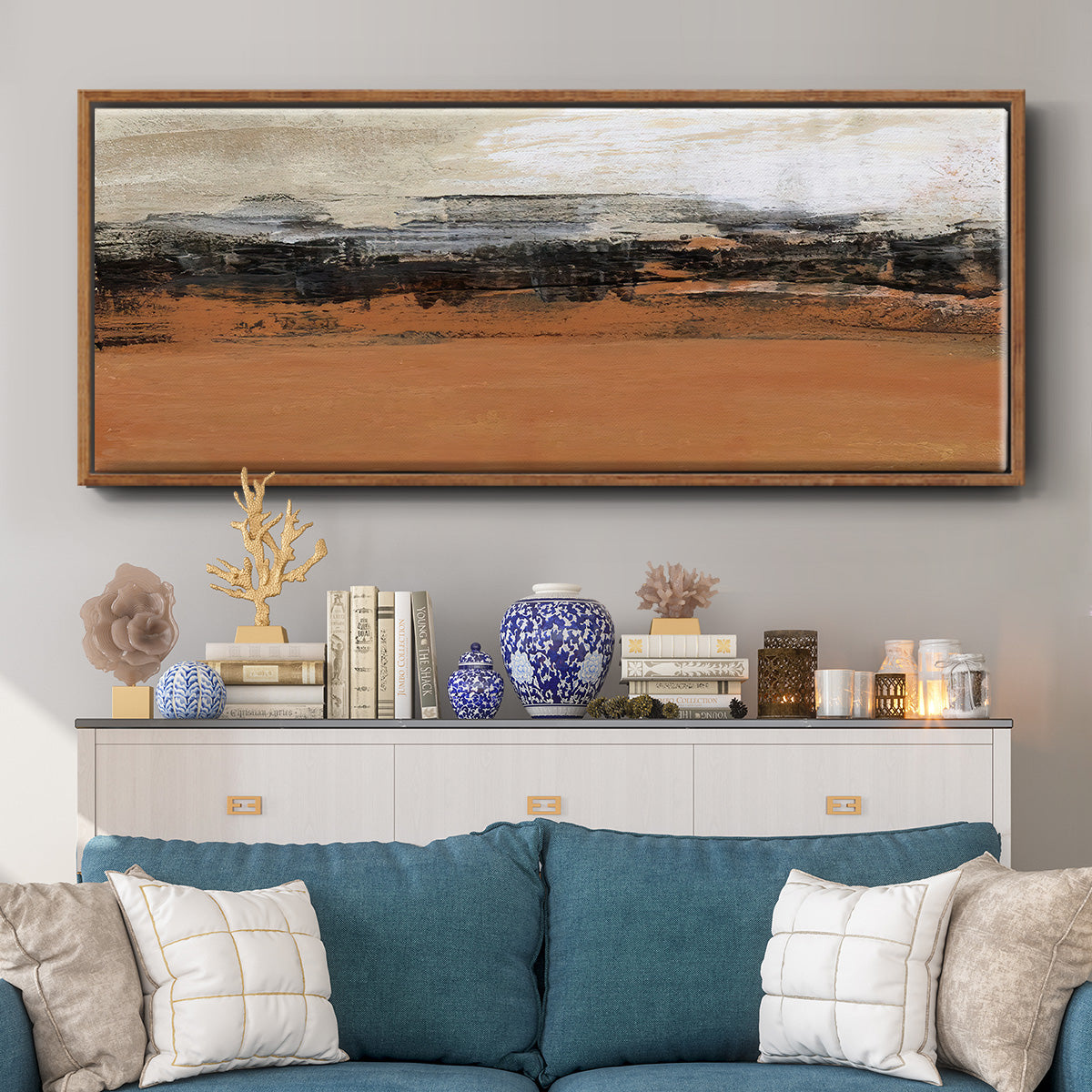 Bridges Ochre I  - Floater Framed Canvas Print