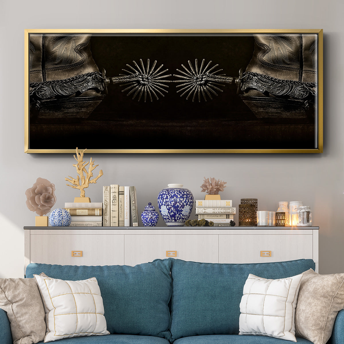 Photography Study Spurs - Floater Framed Canvas Print