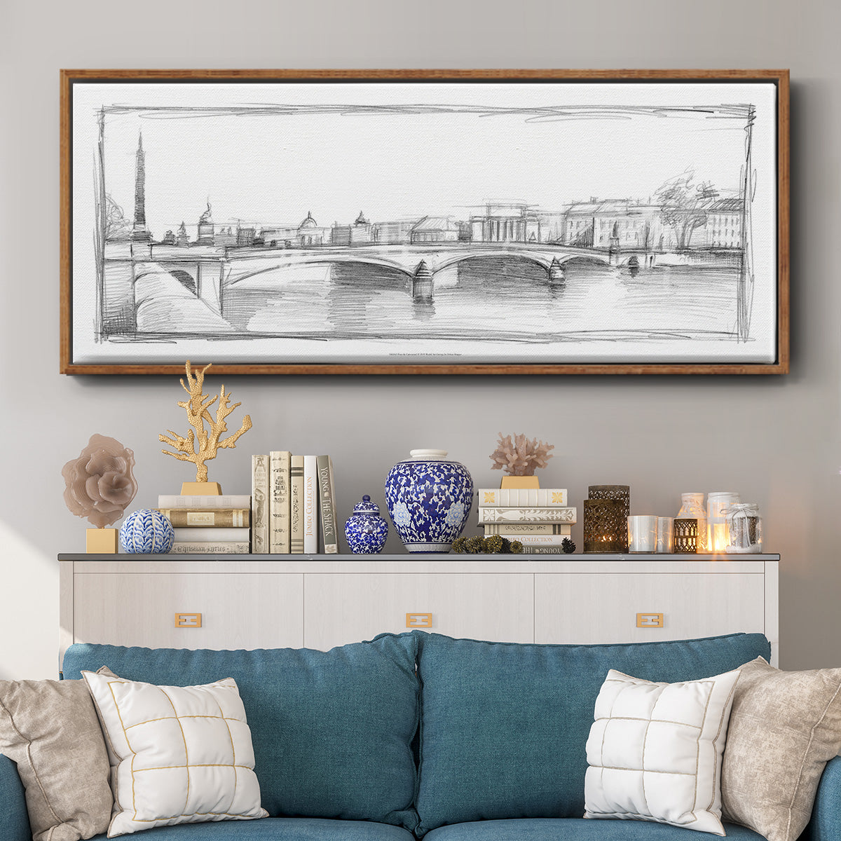 Pont du Carroussel - Floater Framed Canvas Print