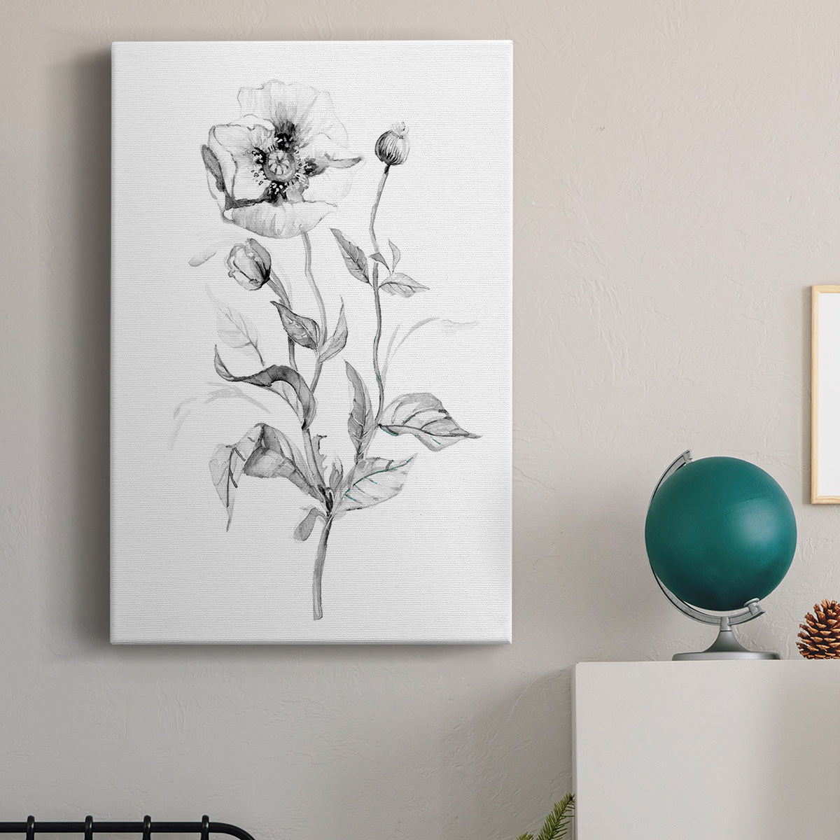 Wild Poppy Sketch Premium Gallery Wrapped Canvas - Ready to Hang