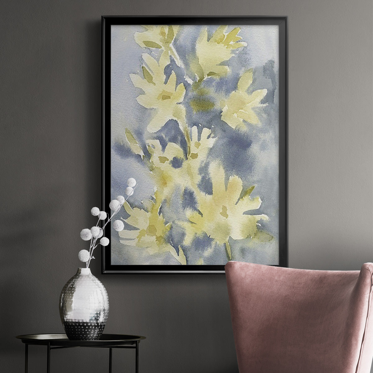 Forsythia Blooms I - Modern Framed Canvas Print