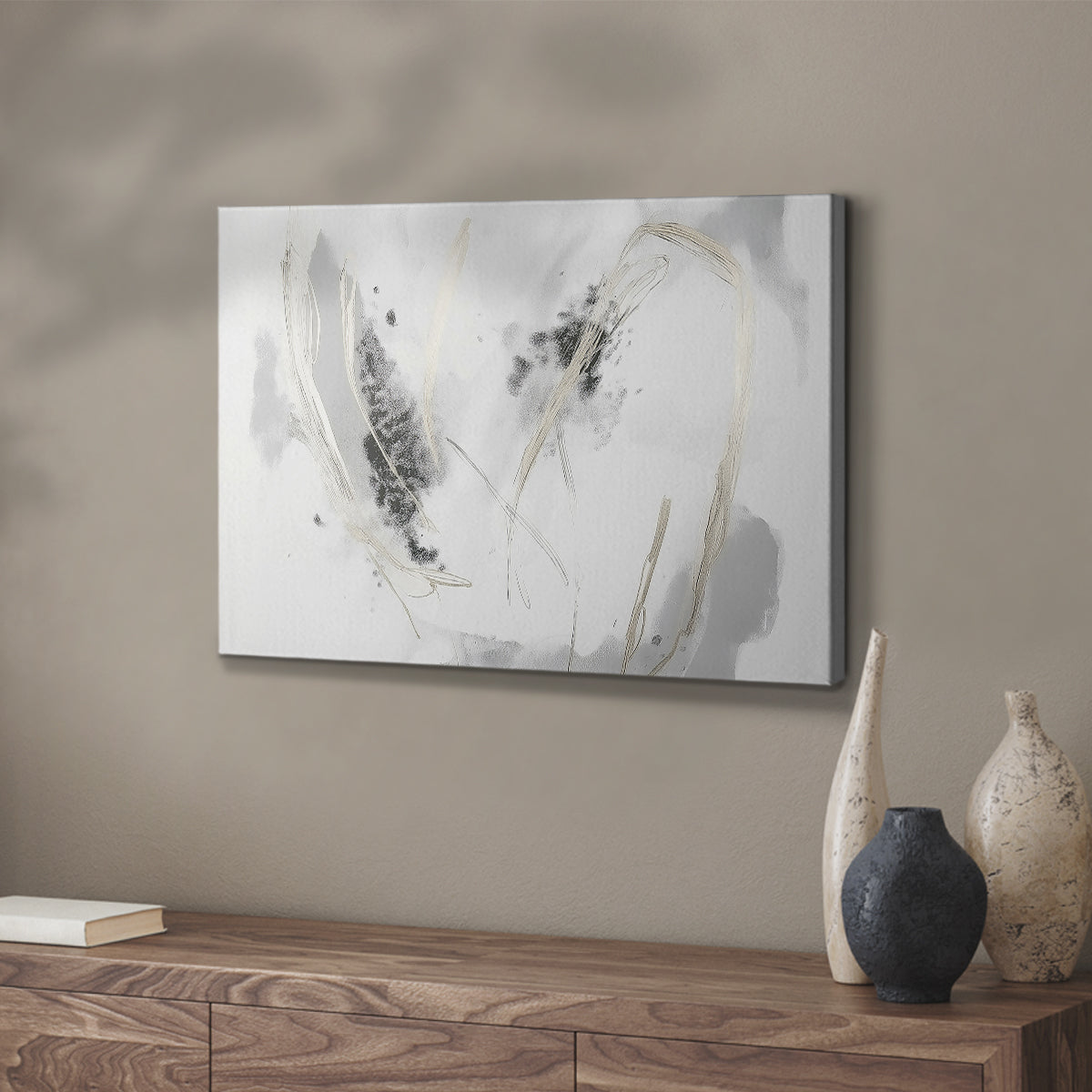 Grey Brushstrokes CXVI - Canvas Art Print