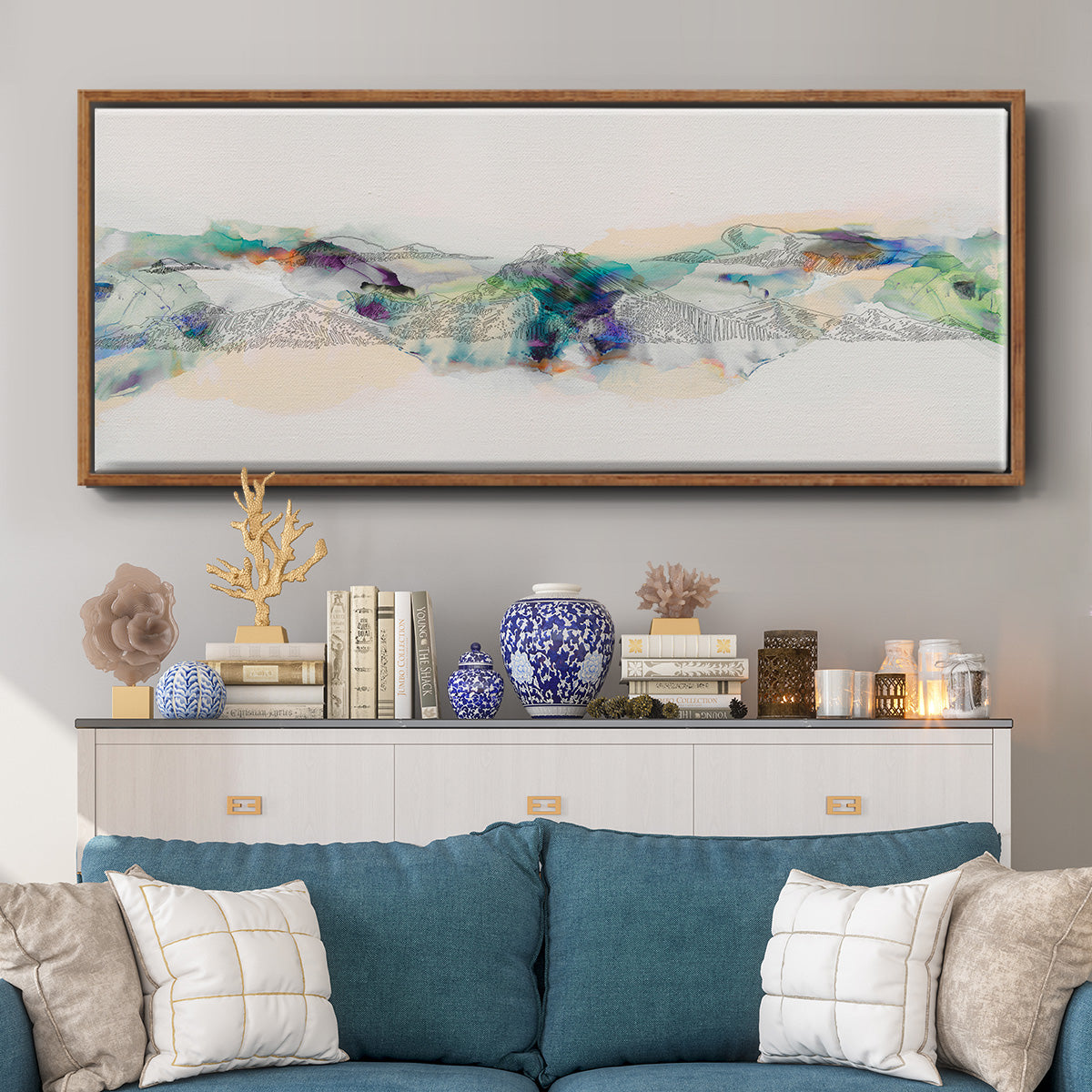 Abstract Mountain Range - Floater Framed Canvas Print