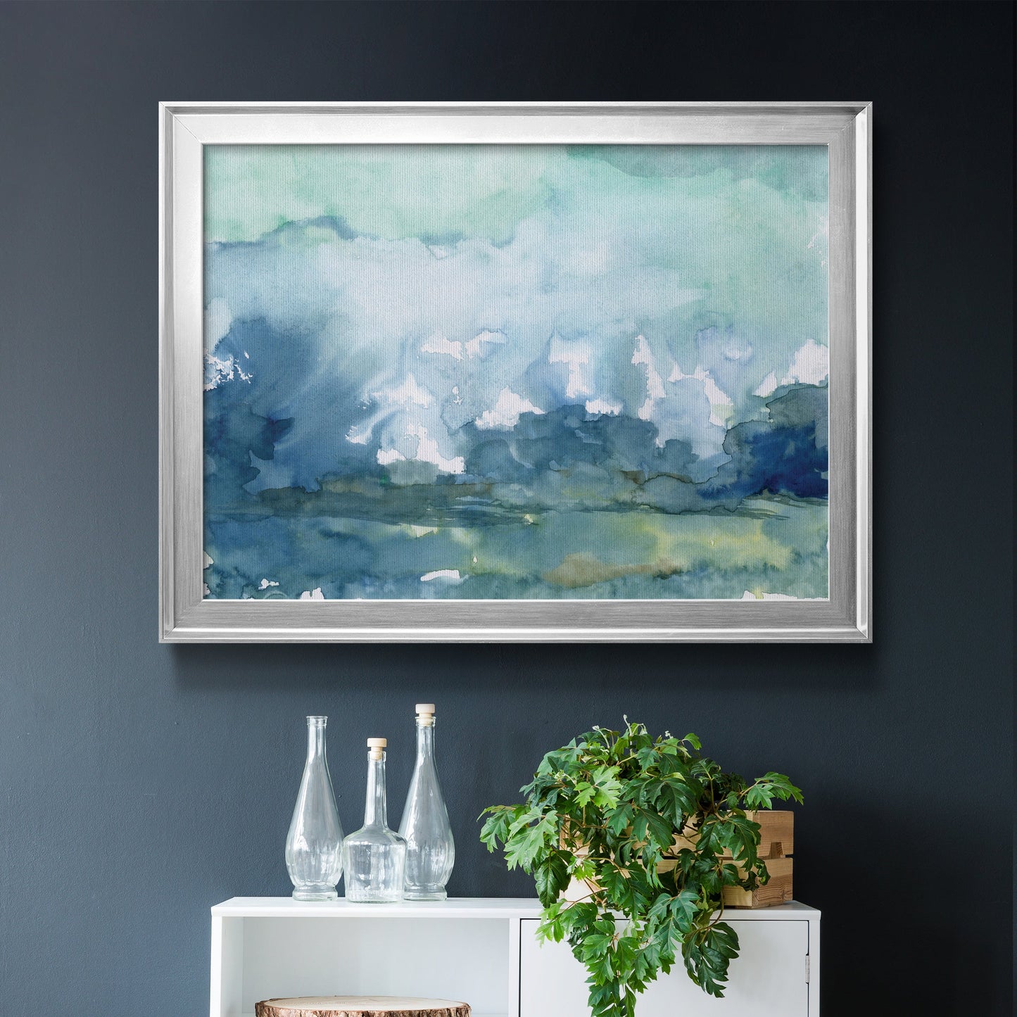 Distant Rain - Modern Framed Canvas Print