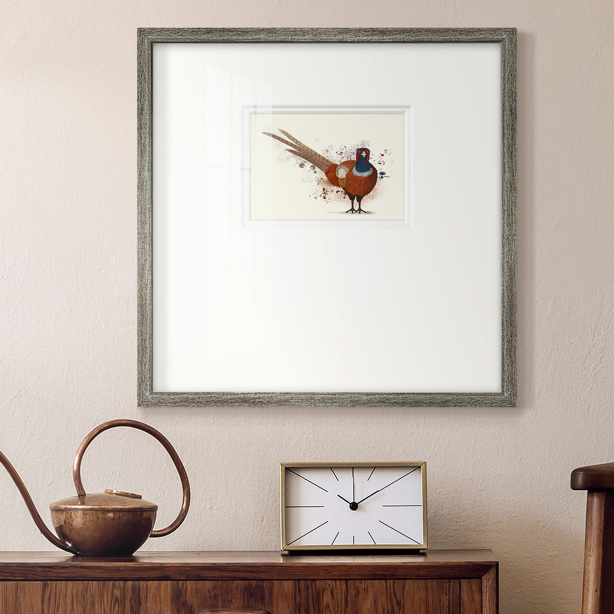 Pheasant Splash 7 Premium Framed Print Double Matboard