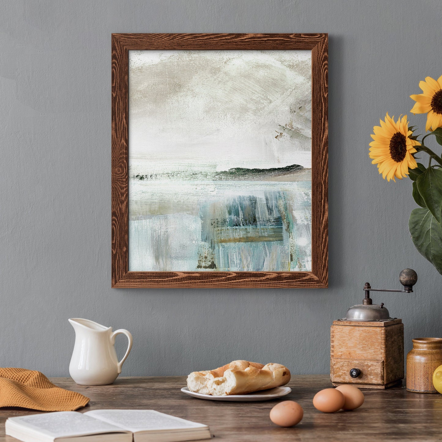 Summer Teal II - Premium Canvas Framed in Barnwood - Ready to Hang