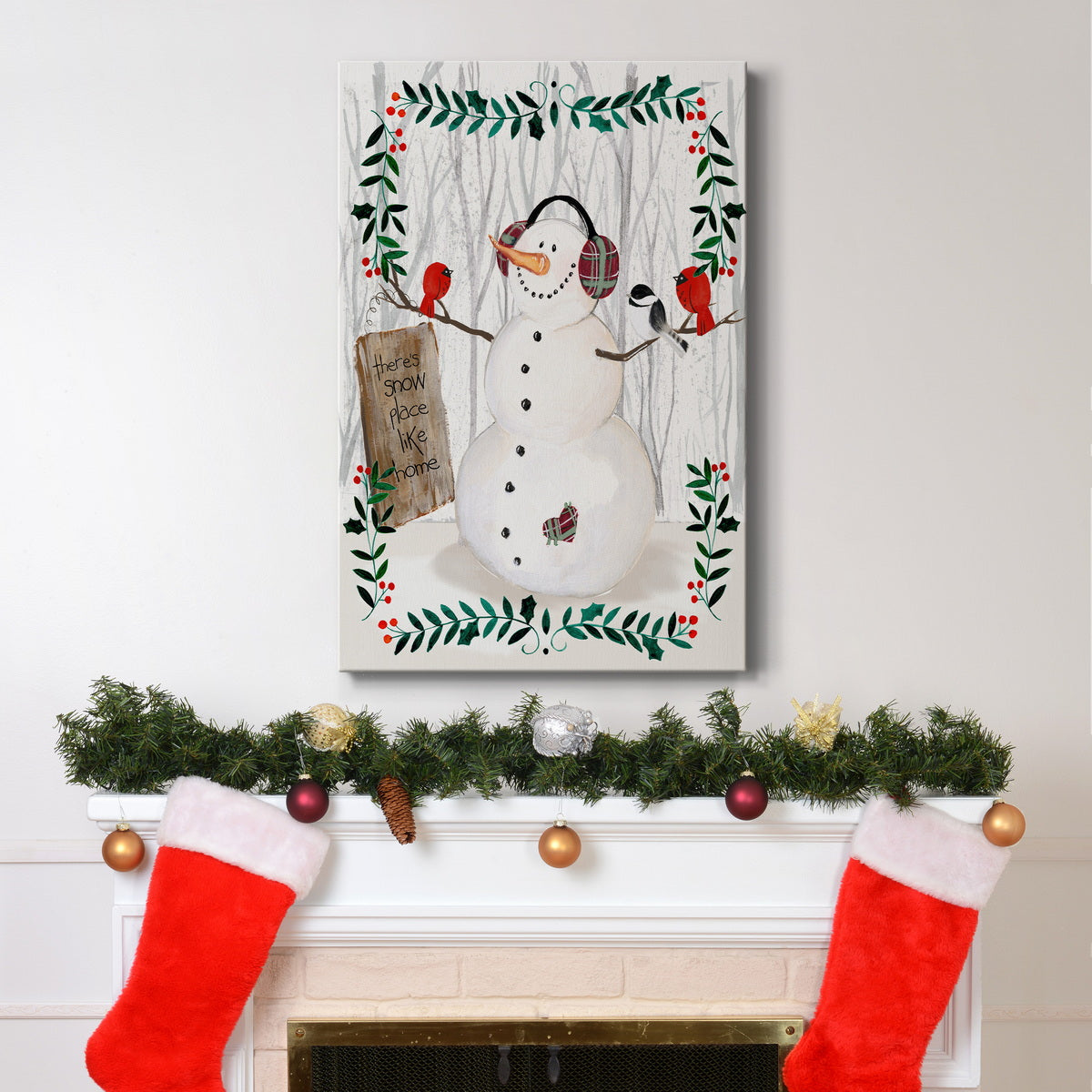 Folk Snowman Forest II Premium Gallery Wrapped Canvas - Ready to Hang