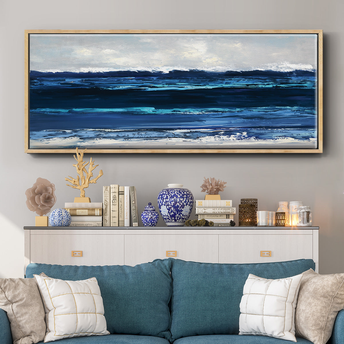 Beach Summer Surf - Floater Framed Canvas Print