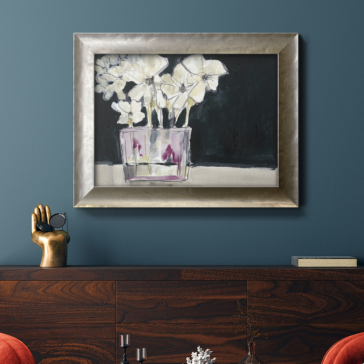 White Flowers in Fuchsia II Premium Framed Canvas- Ready to Hang