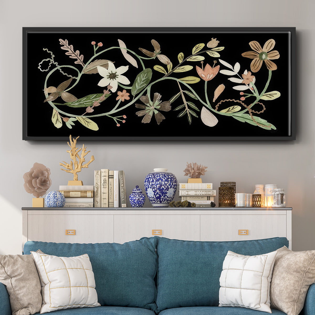 Pressed Flowers I - Floater Framed Canvas Print