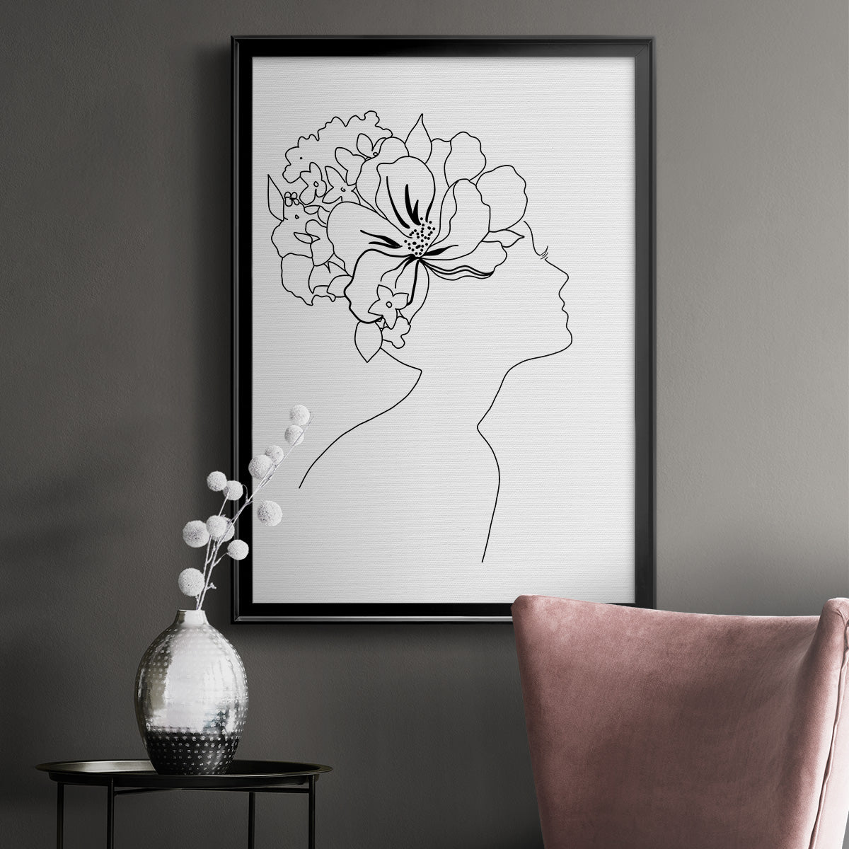 Fashion Floral Sketch I - Modern Framed Canvas Print